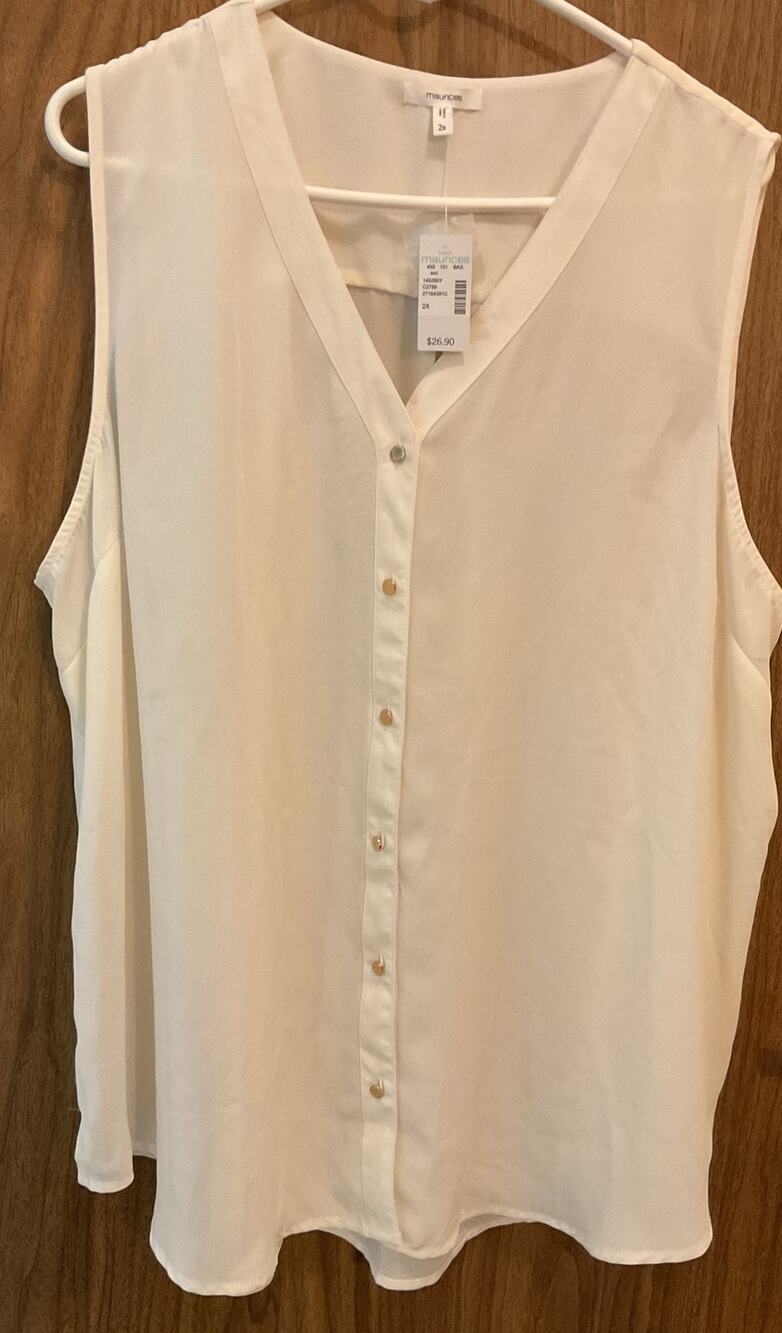 NWT Maurices Sleeveless Semi-Sheer Top Women's Size 2X Cream